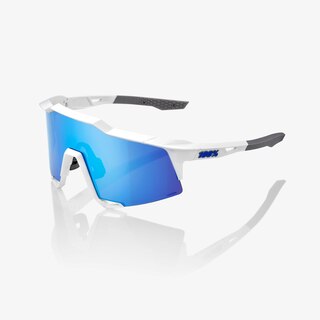100% Speedcraft Briller Matte White/HiPER Blue Mirror