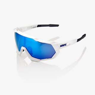 100% Speedtrap Briller Matte White/HiPER Blue Mirror