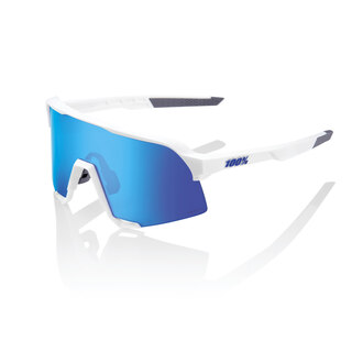 100% S3 Glasögon Matte White/HiPER Blue Mirror