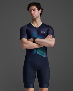 2XU Aero Hex Sleeved Herre Tri Suit God muskelstøtte og aerodynamikk