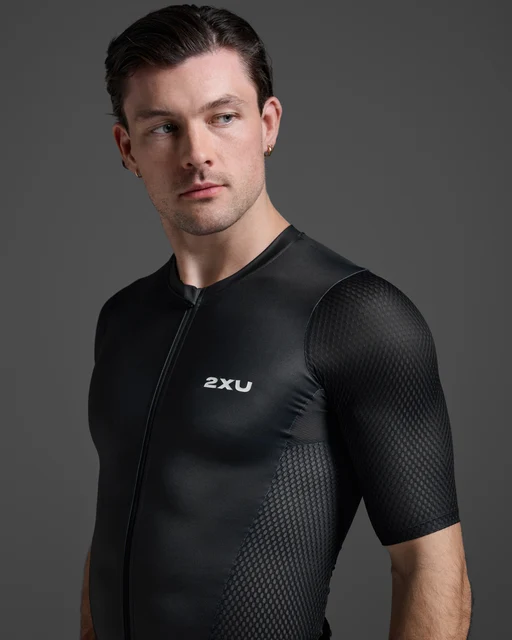 2XU Aero Hex Tri Sleeved Tröja Black/White, Str. XL 