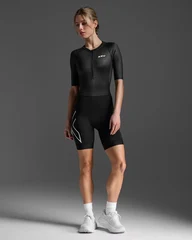 2XU Core Sleeved Dame Trisuit Black/White, Str. S