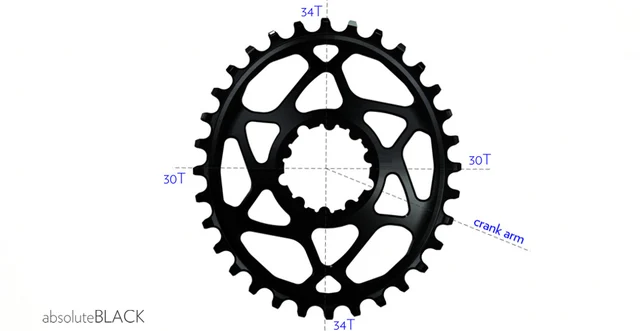 Absolute Black Sram DM Oval Krankdrev Sort, DM, Oval, BB30, 32T, 0mm offset 