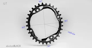 Absolute Black Oval Krankdrev Sort, BCD 104mm, 34T