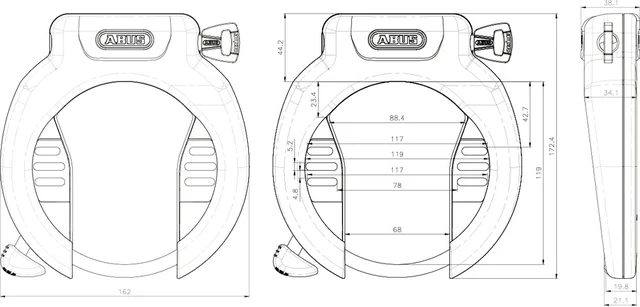 Abus Pro Amparo 4750X Rammelås Black, Nøkkel 