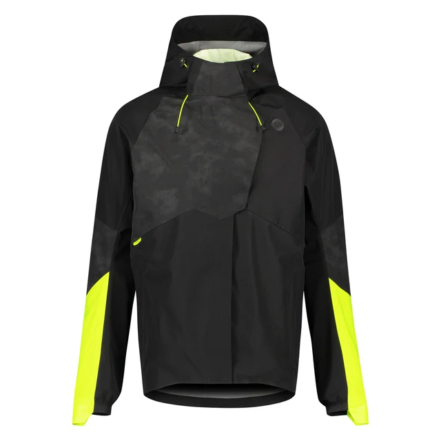 AGU Commuter Tech Regnjakke Sort/Hi-Vis Neon Gul, Str. 3XL 
