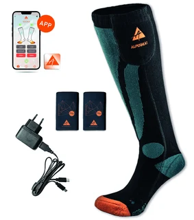 AlpenHeat AJ23 Uppv&#228;rmda Strumpor m/APP Ull, APP-kontroll, USB-C laddare