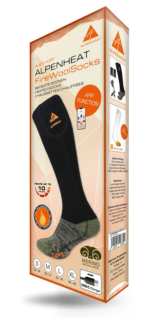 AlpenHeat AJ27 Oppvarmede Sokker m/APP Str. XL 