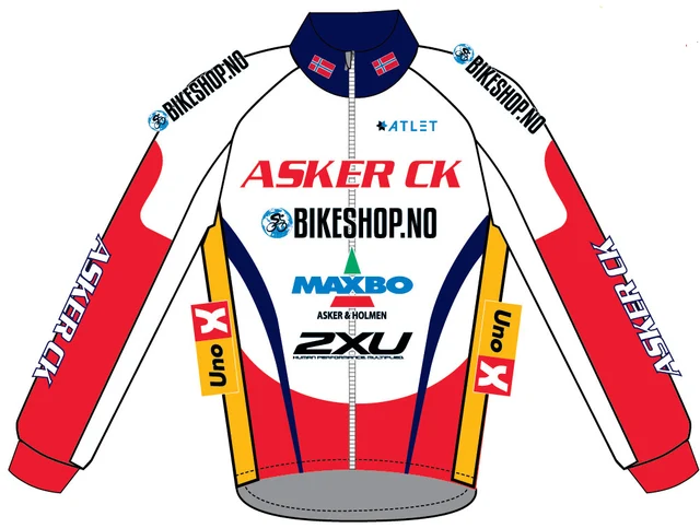 Atlet Asker CK Junior Vår/høstjakke Rød, Windtex,  teamtøy for Asker CK 