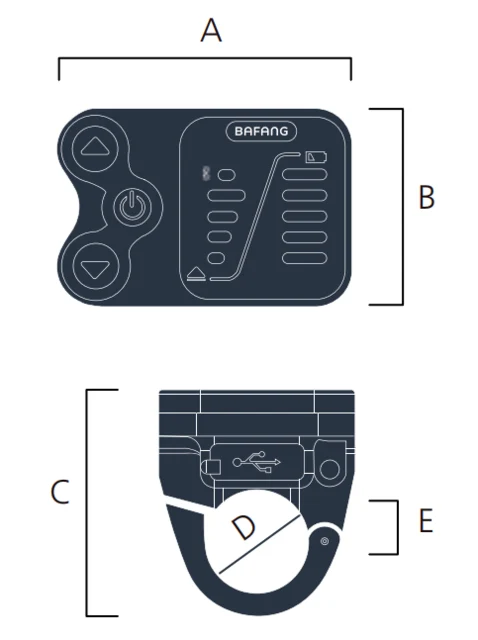 Bafang DP E12 Display Canbus, 5 funksjoner, 230 mm kabel 