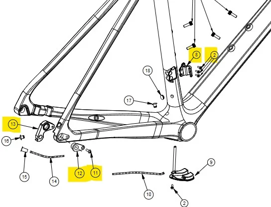 Bianchi Specialissima CV Girøre-Kit Kit med reservedeler til Specialissima 