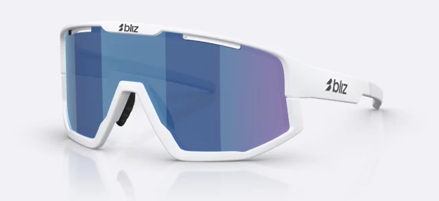 Bliz Fusion Briller Matte White, Smoke w blue multi 