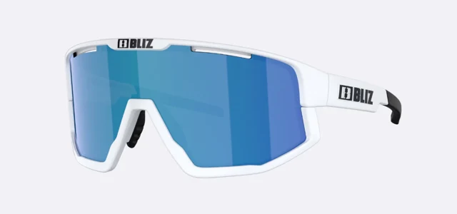 Bliz Fusion Small Briller Matt White, Brown w Blue Multi 