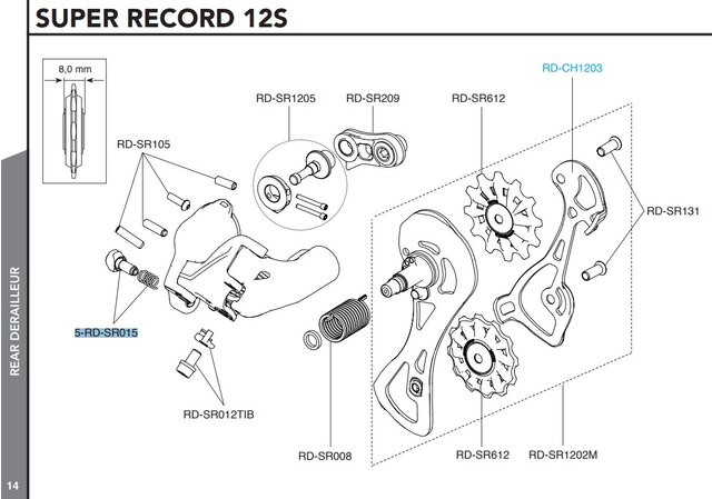 Campagnolo Bakgir Girwire Justerer 5 stk, Super Record - Chorus 12s 