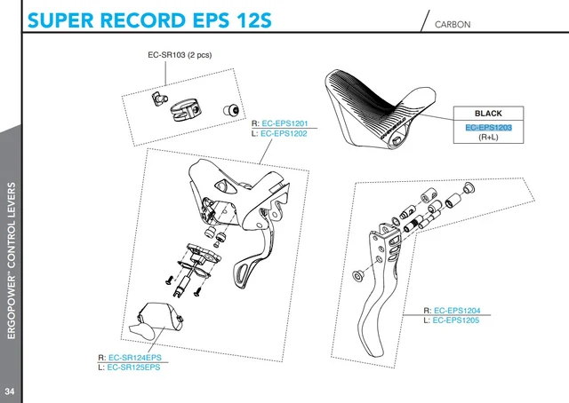 Campagnolo Ergopower Växelreglagegummi Svart, Super Record EPS 12s 