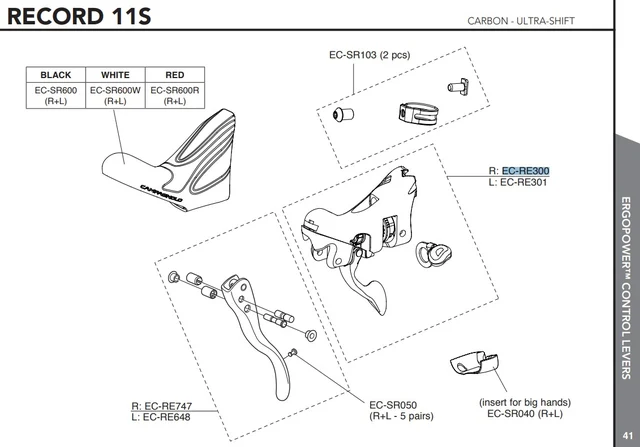 Campagnolo Ergopower Hendelkropp Høyre, Record og Chorus 11s 