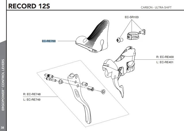 Campagnolo Ergopower Hendelgummi Sort, Record og Chorus 12s 