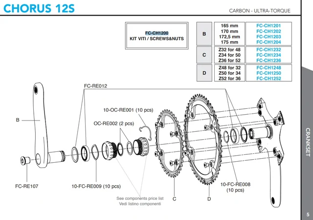 Campagnolo Ultra Torque Drevbolter 8 stk, Chorus 12s 
