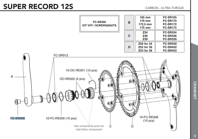 Campagnolo Super Record Endeskrue Til Super Record 12s kranksett 