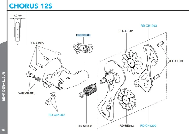 Campagnolo Bakväxel Fäste Record och Chorus 12s 