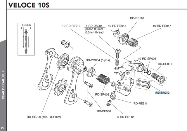 Campagnolo Bakgir Justeringssett Veloce 10s 
