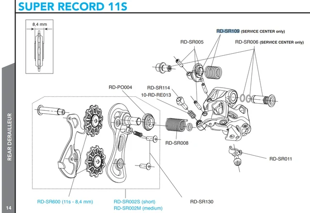Campagnolo Bakgir Reservedeler Fjær og guide, SR, R, CH 11s 