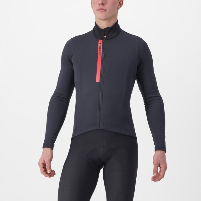 Castelli Entrata Thermal Sykkeltrøye Light Black/Red, Str. S 