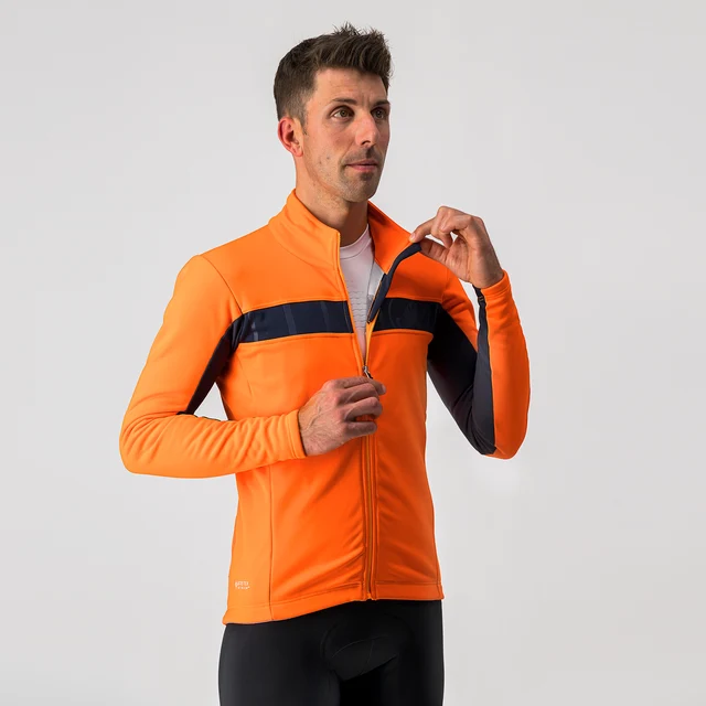 Castelli Mortirolo VI Cykeljacka Brilliant Orange/Savile Blue, Str. L 