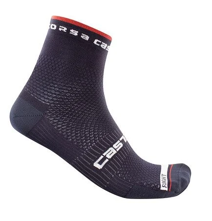 Castelli Rosso Corsa Pro 9 Sokker Sort, Str. XXL 
