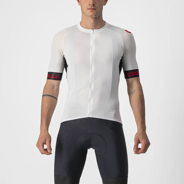 Castelli Entrata VI Kort Sykkeltrøye Ivory/Light Black-Red, Str. XL 
