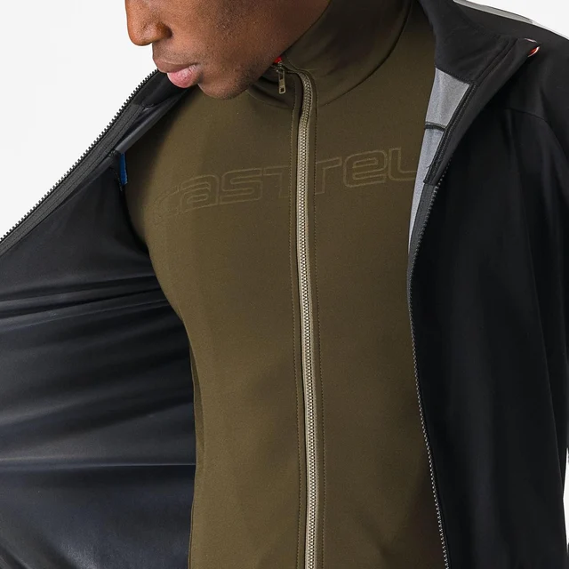 Castelli Ultra Rain Cape Regnjakke Black/Silver reflex, Str. XXL 