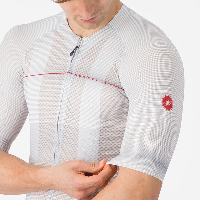 Castelli Climber's A/C Kort Cykeltröja Silver Gray/Red, Str. XL 