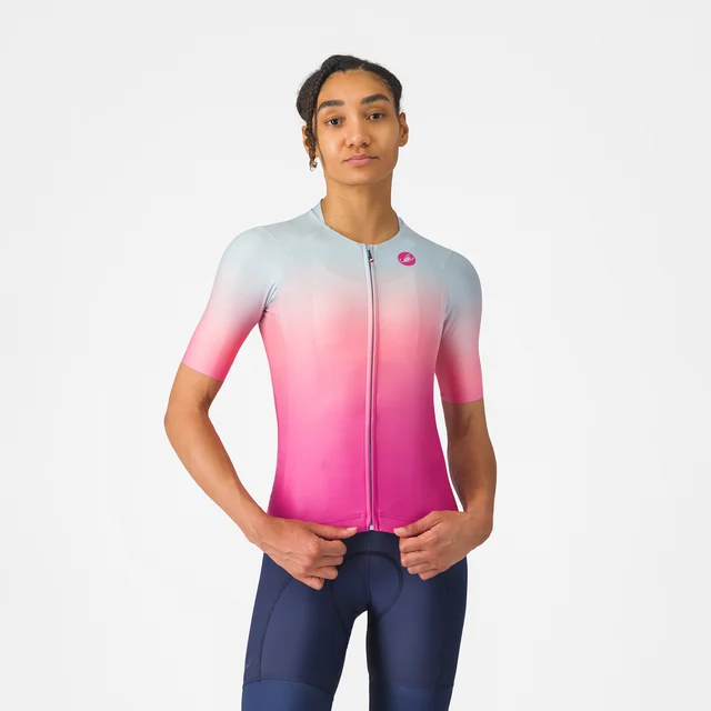 Castelli UPF W Kort Cykeltröja Winter Sky/ Violet Pink, Str. S 