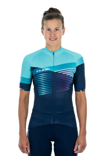 Cube Teamline Dame Sykkeltrøye Blue'n' Mint, Str. M 