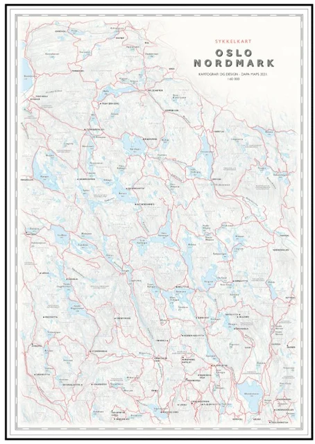 Dapa Maps Oslo Nordmark Sykkelkart 50 x 70 cm, 1:60 000 
