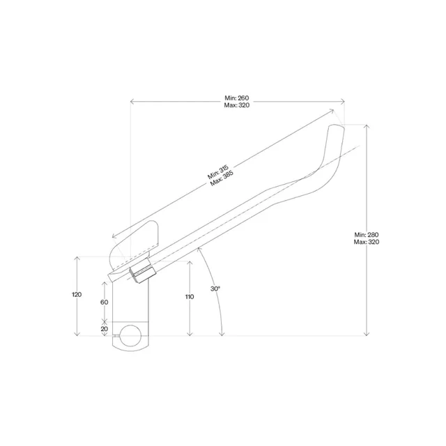 Deda Parabolica Pro Tempobøyle Sort 385 mm, 910 gram 