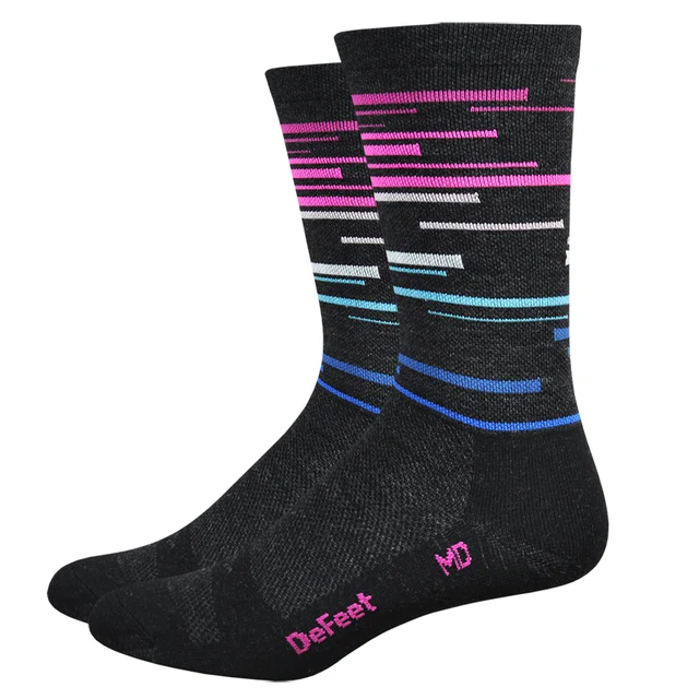 DeFeet Wooleator 6" DNA Sokker Sort/Rosa/Blå, Str. XL 