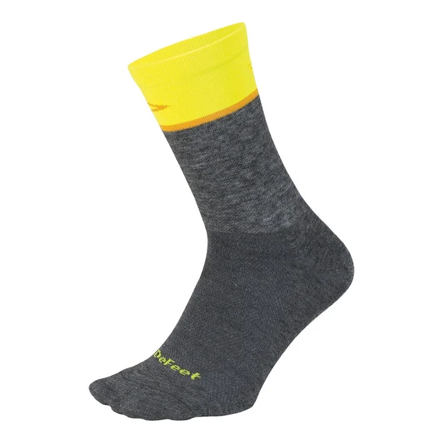 DeFeet Wooleator Comp 6"' Sokker Gravel Grey/Neon Yellow, Str. L 