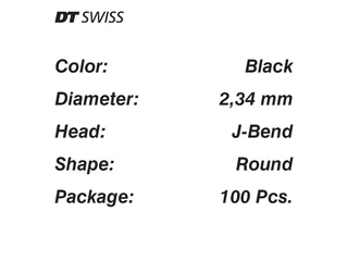 DT Swiss Champion Eiker 100 stk Sort, 2,34mm, J-Bend, 100stk