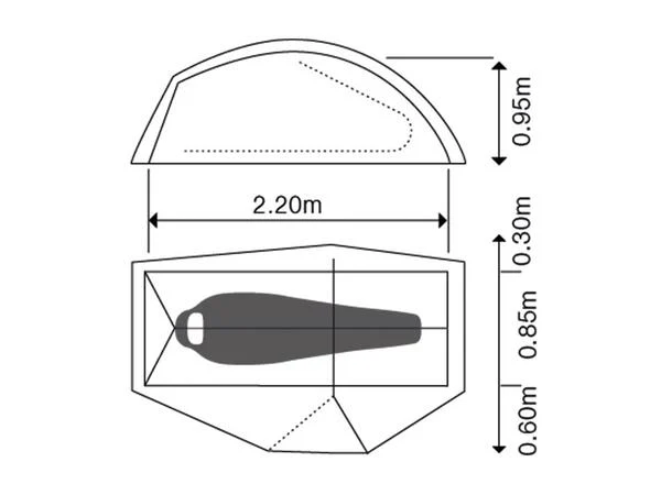Exped Cassira 1 Telt Grønn, 220 x 84 x 103 cm, 1,0 kg 