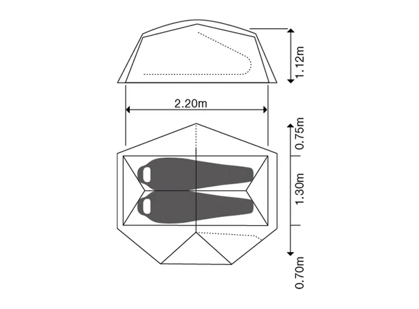 Exped Vega 2 Telt Oransje, 220 x 115 x 130 cm, 2,8 kg 