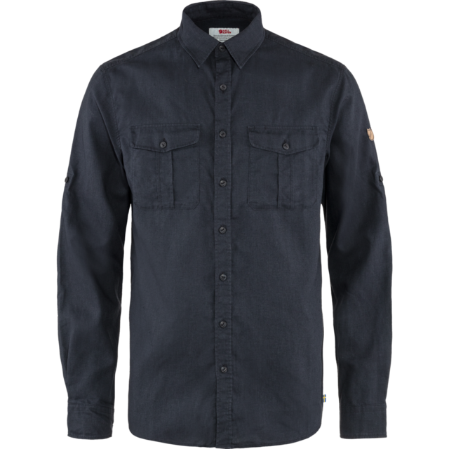 Fjällräven Övik Travel  LS M Skjorta Dark Navy- Patina Green, Str. XL 