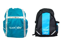 Frog Bikes Team Sky Sekk m/regntrekk Sort/Bl&#229;, 42 x 30 x 15 cm