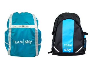 Frog Bikes Team Sky Sekk m/regntrekk Sort/Bl&#229;, 42 x 30 x 15 cm