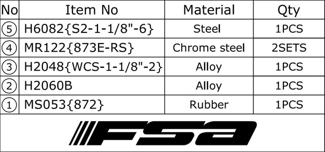 FSA Orbit I NO°16 Integrerat Styrlager Svart, 1-1/8", 36/45°, 70,6g 