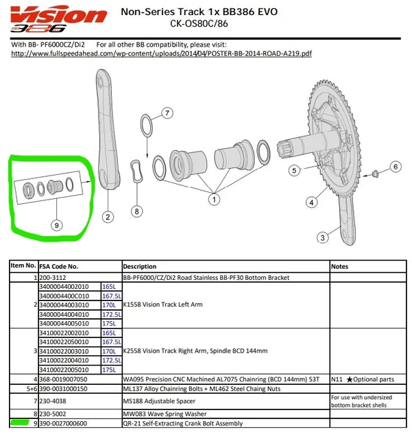 FSA QR-21 Krankbolt Sølv 