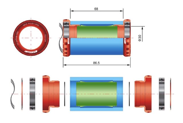 FSA BBEVO8681 Kranklager Bronse, For 386EVO på 68 mm krankhus 