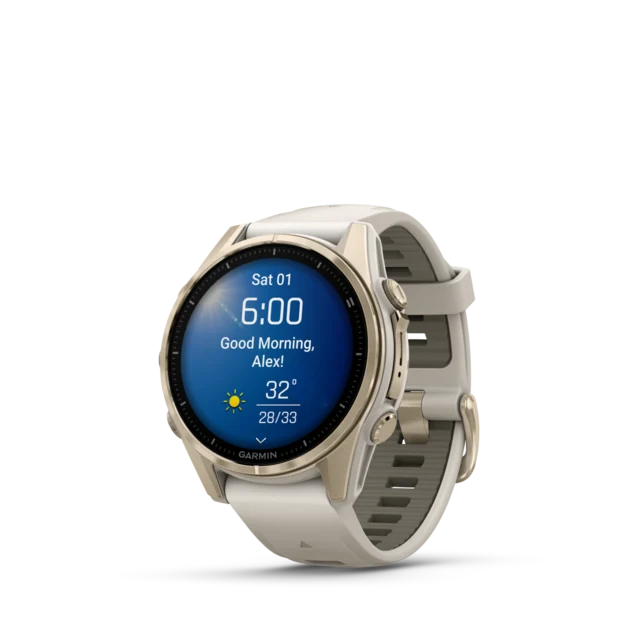 Garmin Fenix 8 AMOLED 43mm GPS Klokke Soft Gold/Dark Sand Band 