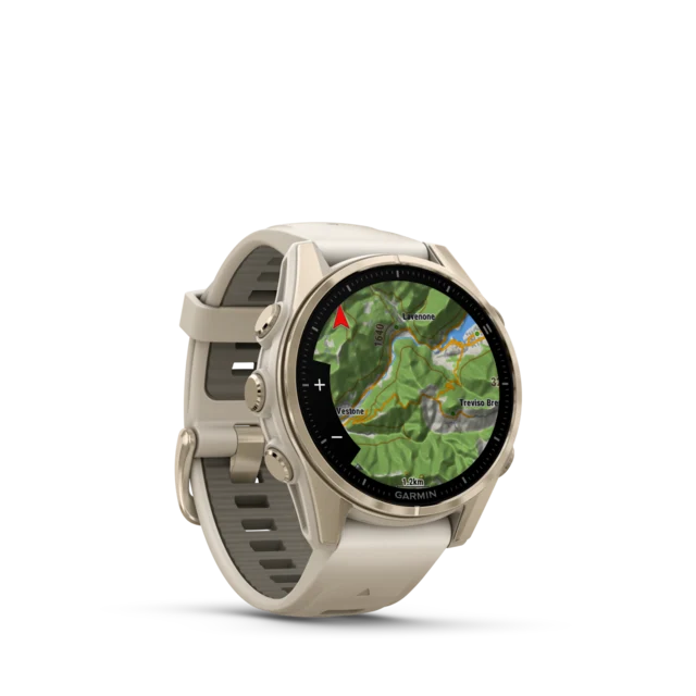 Garmin Fenix 8 AMOLED 43mm GPS Klokke Soft Gold/Dark Sand Band 