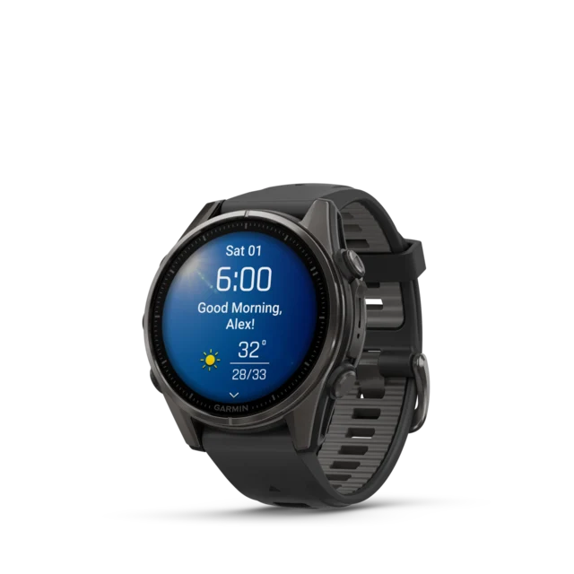 Garmin Fenix 8 AMOLED 43mm GPS Klokke Carbon Grey Ti/Pebble Grey Band 